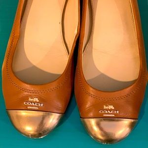 Coach brown and gold flats
